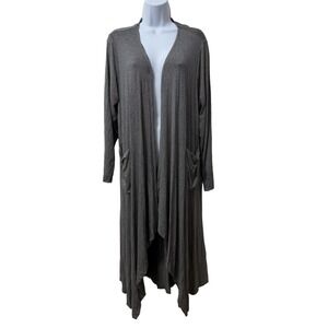 Match Point USA Womens Jersey Stripe Duster Cardigan Size M Gray Artsy Lagenlook